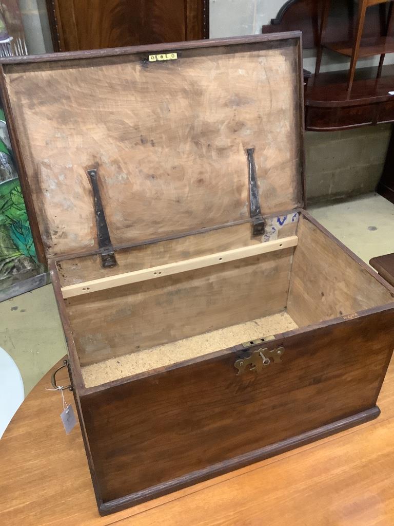 An early 19th century elm trunk, width 68cm depth 43cm height 37cm